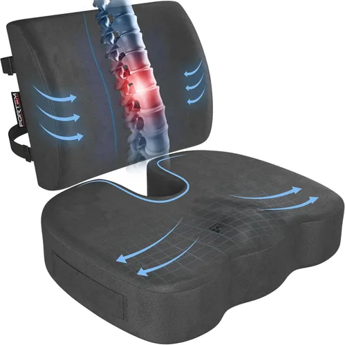 Miniatura 26 de FORTEM Cojín para Silla de Oficina, Cojín para Silla de Oficina, Almohada de Apoyo Lumbar para Silla de Oficina, Espuma Viscoelástica para Aliviar