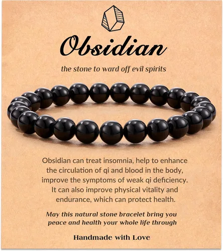 Seyaa Pulsera de yoga para aliviar el estrés y la ansiedad, piedra de cristal natural, regalos curativos para mujeres, hombres y adolescentes