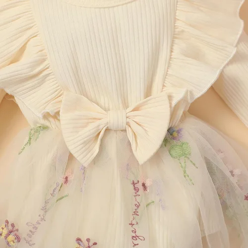 Miniatura 5 de Sasaerucure Traje de manga larga para bebé niña de otoño e invierno, mameluco de encaje con tutú de una pieza, mameluco de punto