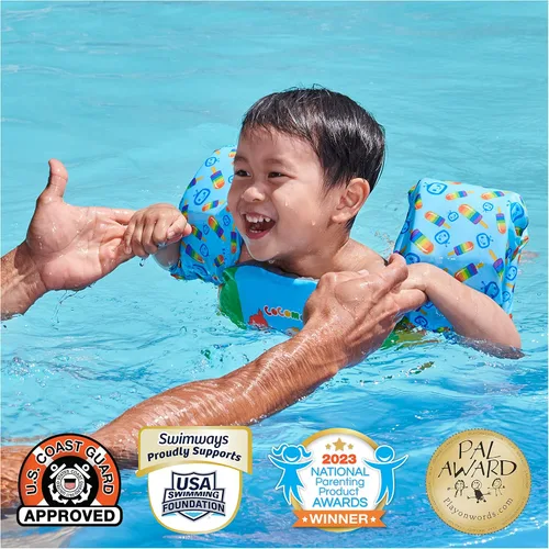 Miniatura 4 de SwimWays Swim Trainer, US Coast Guard Approved Life Vest Kids Swim Vest, Arm Floaties & Life Jackets for Kids 33-55 lbs