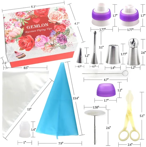Miniatura 6 de Puntas rusas para decorar pasteles – Juego de 88 boquillas de glaseado y glaseado de flores – Kit completo de herramientas para hornear pastelería
