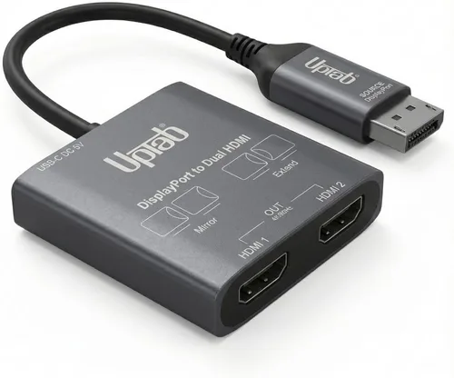 Miniatura 2 de uptab Adaptador DisplayPort a HDMI dual 4K 60Hz Multi Monitor Splitter, convertidor de monitores duales Pantalla extendida SST MST Hub, puerto