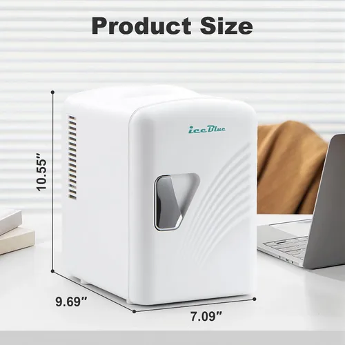 Miniatura 7 de Iceblue Mini nevera retro de 4 litros/6 latas, mini refrigerador para el cuidado de la piel, enchufe de CA y cargador de coche de 12 V, mini Blanco