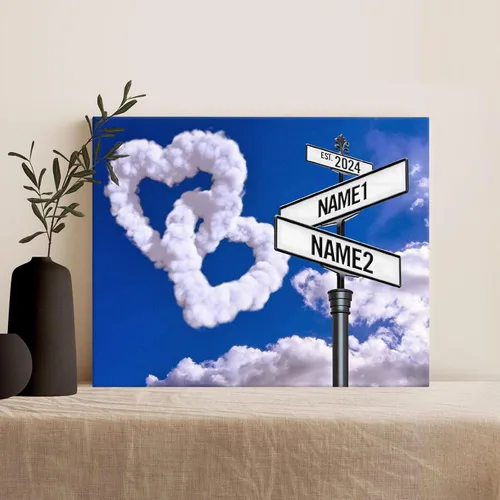 Miniatura 12 de Impresiones en lienzo personalizadas: letrero de calle Crossroads para parejas, arte de pared, nombres y fechas, regalo personalizado, impresión