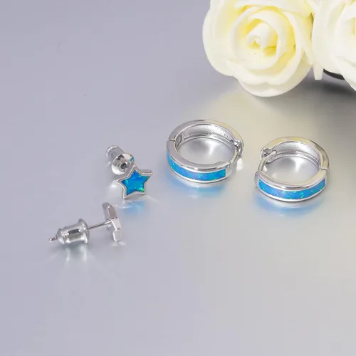 Miniatura 68 de CiNily Aretes Huggie de ópalo con bisagras, chapados en oro, hipoalergénicos, pequeños aretes de aro para mujeres, adolescentes, niñas, hombres