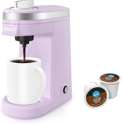 Miniatura 11 de CHULUX Mini cafetera para cápsulas K, cafetera de una sola porción para una taza americana, máquina de café ligera en cápsulas, aguamarina