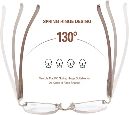 Miniatura 4 de Paquete de 3 lentes de lectura sin montura para mujer, lectores ligeros de bisagra de resorte, anteojos artísticos clásicos y elegantes con UV 400