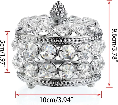 Miniatura 7 de Hipiwe Joyero con espejo de cristal, caja organizadora de joyas, decoración del hogar, anillos, aretes, collar, soporte de almacenamiento, caja