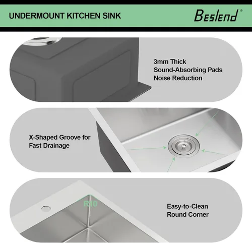 Miniatura 8 de Fregadero de cocina para exteriores 15 x 15 pulgadas, fregadero de bar de 15 x 15 pulgadas, fregaderos de cocina de acero inoxidable de calibre 16