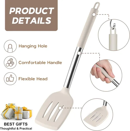Miniatura 3 de Onader Juego de 15 utensilios de cocina de silicona, juego de utensilios de cocina con soporte para utensilios de cocina antiadherentes, mango