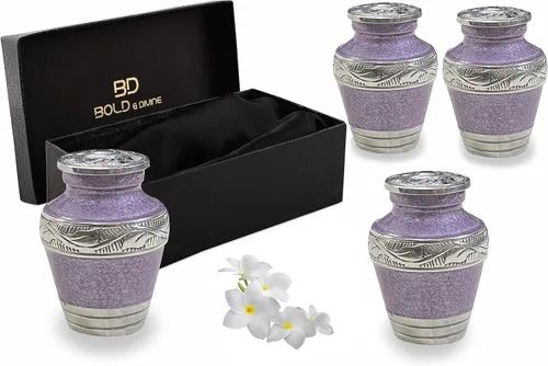 Miniatura 15 de BOLD&DIVINE Urna texturizada de esmalte perlado Urna conmemorativa texturizada de gránulo divino para cenizas humanas, funeral, entierro