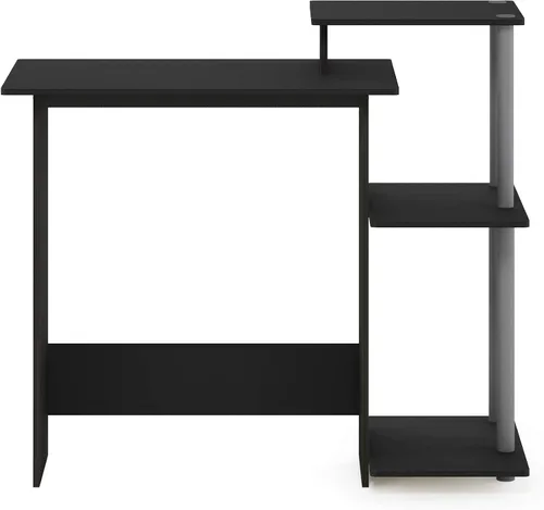 Miniatura 8 de Furinno Efficient Home - Escritorio para computadora portátil/laptop con estantes cuadrados, color negro/gris