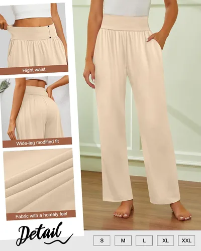 Miniatura 116 de Neer - Conjunto de 3 pantalones de yoga de pierna ancha para mujer - Pantalones deportivos cómodos, holgados, de cintura alta y casuales