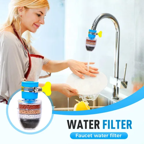 Miniatura 2 de Filtro de agua de carbón mágico, filtro de agua activado con cartucho de 6 capas, proporciona una fuerte presión de agua, adecuado para grifo de 1/2