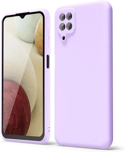 Miniatura 32 de oakxco Funda para teléfono Samsung Galaxy A12 con agarre de silicona líquida, linda delgada fina suave cubierta de gel de goma TPU lisa para mujeres