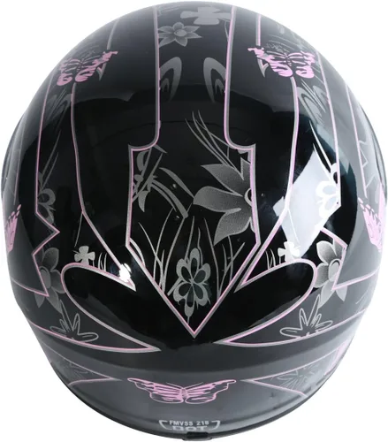 Miniatura 9 de TCT-MOTORPARTS - Casco de motocicleta con tapa abatible, de cara completa, certificado por el DOT, diseño de mariposa rosa y negro, casco deportivo