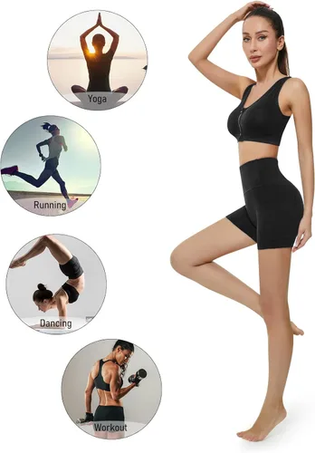 Miniatura 6 de KKB Pantalones cortos de cintura alta de 8 y 5 pulgadas para mujer, leggings de yoga, control de abdomen, pantalones cortos de entrenamiento