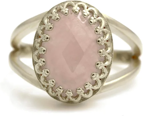 Miniatura 5 de Precioso anillo de cuarzo rosa con banda rellena de oro rosa de 14 quilates – Anillo apilable atemporal para cumpleaños, aniversarios y otras