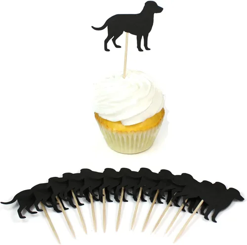 Miniatura 16 de Juego de 12 adornos para cupcakes de pastor alemán Decoración de pastel de perro negro hecho a mano Decoración de fiesta de cumpleaños