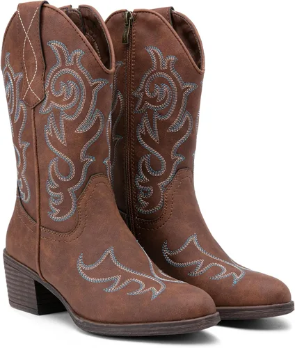 Miniatura 5 de Vepose Botas vaqueras para mujer 9800 Vaquera de media pantorrilla Botas bordadas occidentales para mujer