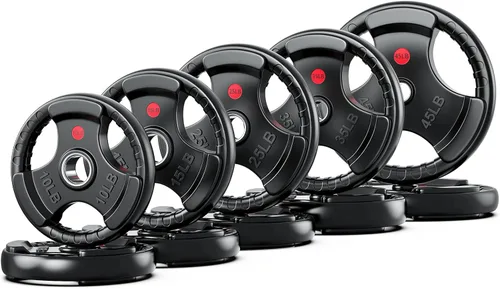 Miniatura 12 de XDDIAS Placas de peso de goma para barra, placa de agarre olímpico de 2 pulgadas para entrenamiento de fuerza, levantamiento de pesas y culturismo