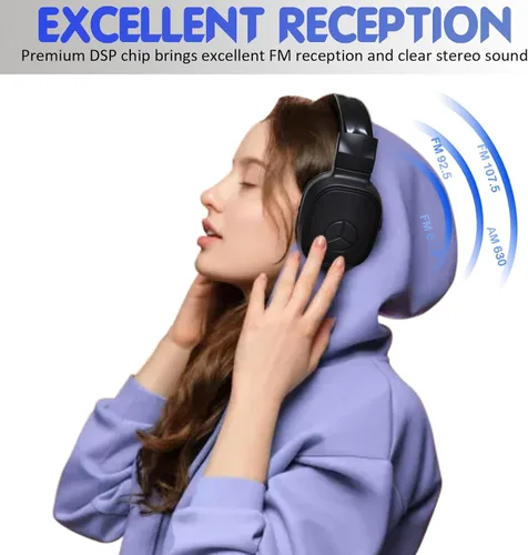 Miniatura 2 de SWDSTP Auriculares de radio FM personales portátiles con buena recepción, pantalla LED, orejeras suaves, radio FM para caminar, trotar, reunión