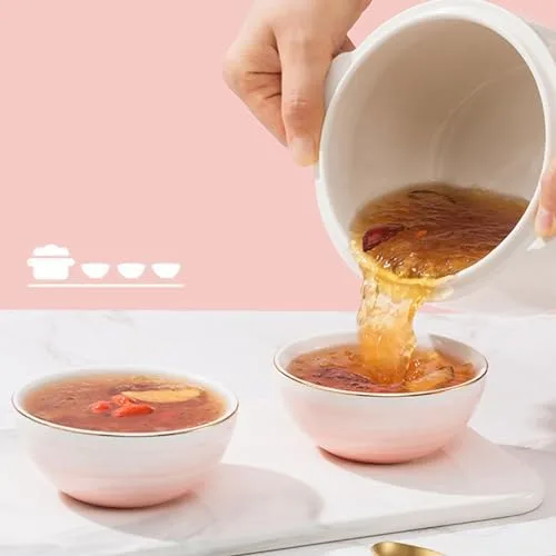 Miniatura 8 de ZJchao Olla eléctrica para estofado, 1 L, 200 W, eléctrica, inteligente, de cerámica, gachas de avena, mini olla de cocción lenta, antiquemaduras