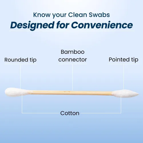 Miniatura 2 de Clean Skin Club Clean Swabs 500CT Punta puntiaguda Biodegradable + algodón orgánico y bambú Maquillaje y retoques de esmalte de uñas Sin