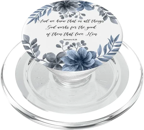 Miniatura 8 de Romans 8 28 Azul Cristiano Biblia Verso Cita para Mujeres PopSockets Swappable PopGrip