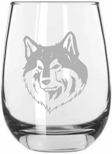 Miniatura 544 de Sakhalin Husky Dog - Copa de vino grabada personalizada de 15.25 onzas sin tallo