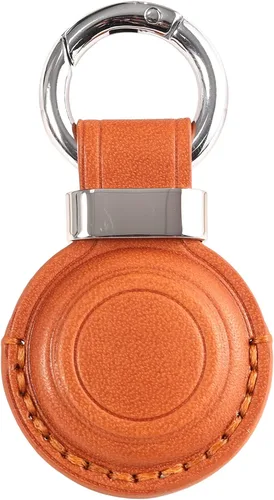 Llavero de cuero genuino compatible con Airtag, soporte seguro para llavero de AirTag, accesorios para llavero AirTag - Marrón V2.0