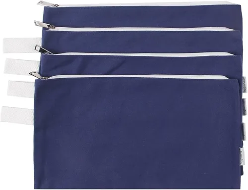 Estuches con cierre para organización de herramientas de Augbunny, 100 % algodón, 16 onzas, ultrarresistentes, multiusos, de lona, 4 unidades marino