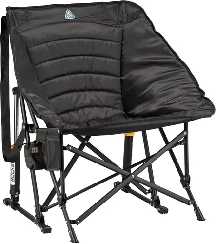 Miniatura 13 de GCI Outdoor - Mecedora plegable estilo sling para exteriores con portavasos y bolsillo para teléfono Rojo