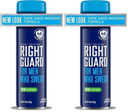 Miniatura 12 de Right Guard Sport Fresh Scent Antiperspirant & Deodorant Spray - Spray desodorante de protección 4 en 1 para hombres, bloquea el sudor, protección