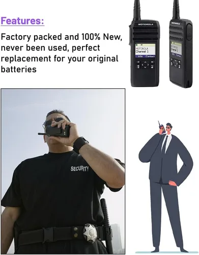 Miniatura 5 de 2 baterías recargables de iones de litio de 3.7 V 2500 mAh PMNN4578A BT110 para radios DTR600 DTR700 DTR720 compatible con parte no PMNN4578
