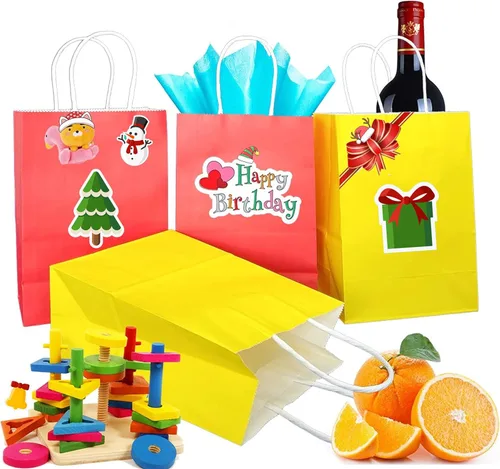Miniatura 5 de 25 bolsas de regalo pequeñas de papel kraft morado claro, bolsas de regalo moradas con asas para recuerdos de fiesta (8.2 x 6 x 3.1 pulgadas)