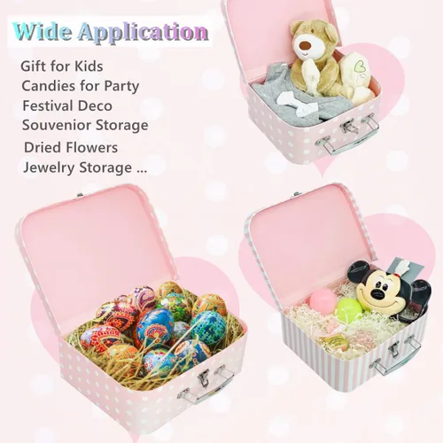 Miniatura 5 de Juego de 3 maletas de cartón decorativas, compatibles con organizador de almacenamiento Barbie, ropa de muñeca, juguetes, fotos, accesorios, Puntos
