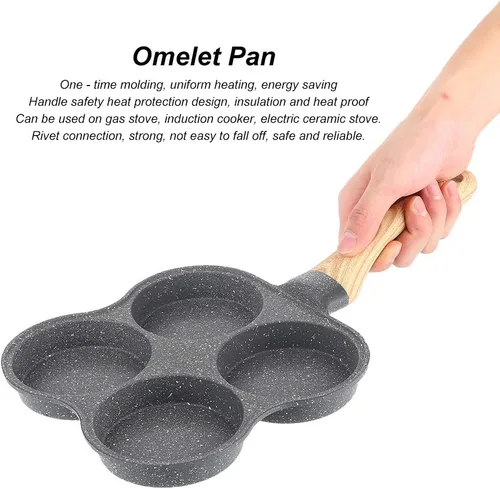 Miniatura 7 de 143 Sartén antiadherente de 4 agujeros para huevos de 4 tazas, revestimiento de huevos, compatible con todas las fuentes de calor, para hamburguesas