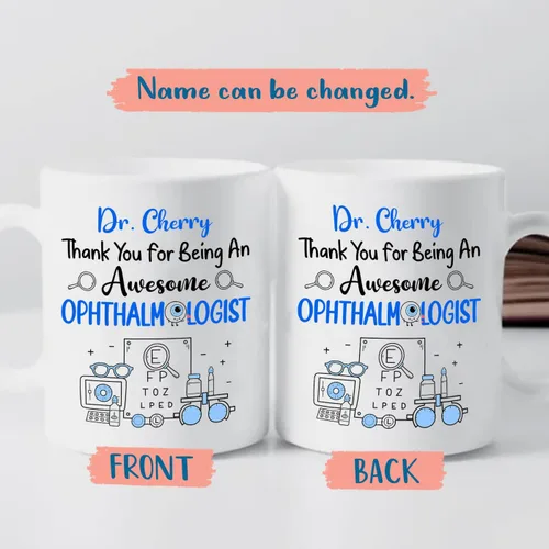 Miniatura 2 de Taza de café personalizada para oftalmólogo con texto en inglés "Thank You For Being An Awesome Oftalmologist", taza de café personalizada