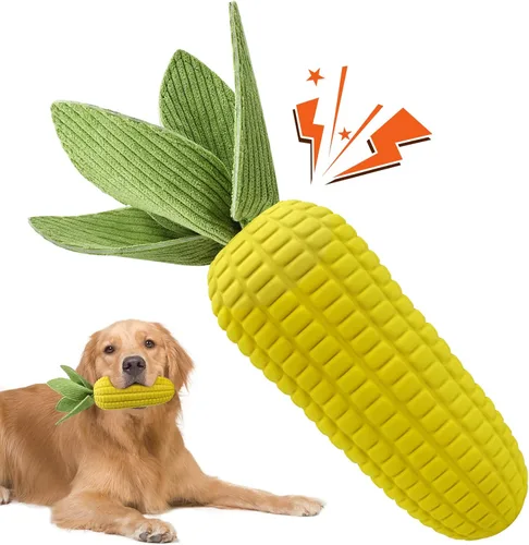 Juguetes para perros para masticadores agresivos, juguete masticable de maíz chirriante indestructible para razas grandes, medianas y pequeñas,