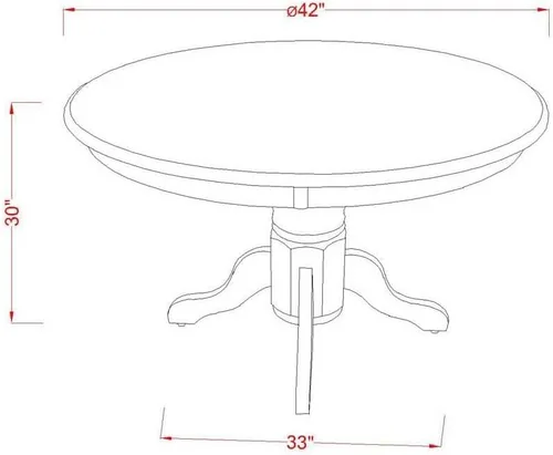Miniatura 5 de East West Furniture SHBR3-BLK-17 - Juego de mesa de comedor de 3 piezas contiene una mesa de comedor redonda con pedestal y 2 sillas tapizadas