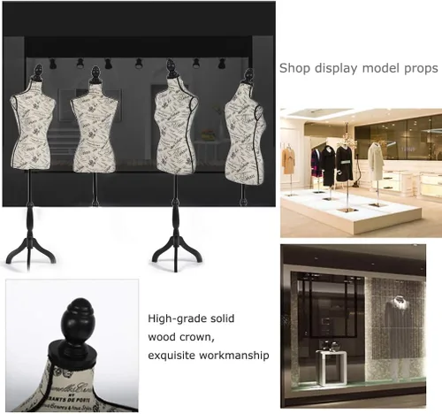 Miniatura 6 de Maniquí de torso, maniquí en forma de vestido con altura ajustable, maniquí femenino para exhibición de vestido, cuerpo de torso con soporte de cm