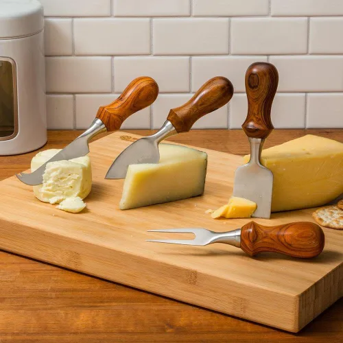 ROCKLER Kit de cuchillos esparcidores de queso (4 piezas) - Juego de cuchillos de queso de acero inoxidable - Las asas se venden por separado