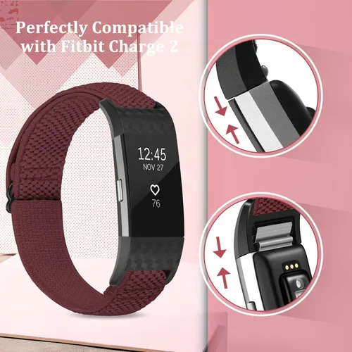 Miniatura 2 de TumpCez Bandas elásticas compatibles con Fitbit Charge 2, correa de repuesto ajustable elástica de nailon suave Solo Loop para Fitbit Charge 2