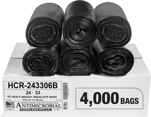 Miniatura 20 de Aluf Plastics Bolsas de basura de alta densidad, 10 galones, 1000 unidades, 6 micrones (eq), 24" x 24", transparentes, para baño, oficina
