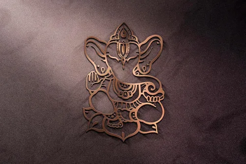 Miniatura 8 de Arte de pared de Ganesha, estatutos y decoraciones de metal - Decoración de elefante hindú e indio para el hogar (Ganesha 1)