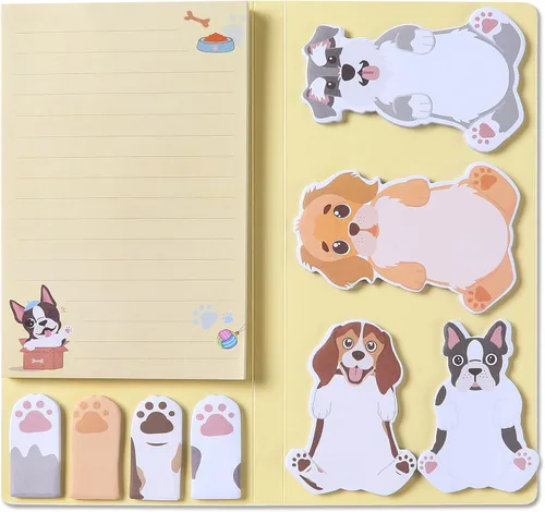 Miniatura 19 de Hommie Set de notas adhesivas de perro, pestañas divisoras de notas adhesivas para planificador, 300 hojas, marcadores de animales bonitos
