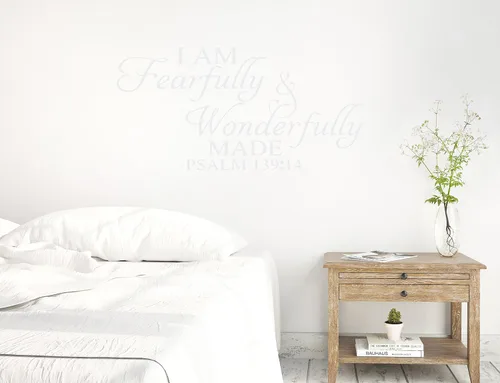 Miniatura 7 de 46 x 24 pulgadas, texto en inglés "I Am Fearfully and Wonderfully Made Salmo 139:14, Biblia cristiana, versículo bíblico, calcomanía de pared, mural