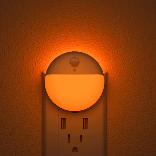 Miniatura 10 de YUNLEX Paquete de 2 luces nocturnas rojas enchufables con sensor de movimiento y sensor de atardecer a amanecer, 3 modos, brillo suave, 0% luz azul
