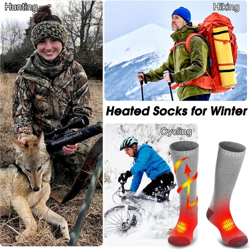 Miniatura 7 de Rabbitroom Calcetines calefactables para hombres y mujeres, recargables y lavables, para invierno, eléctricos, calentados térmicos, calentadores